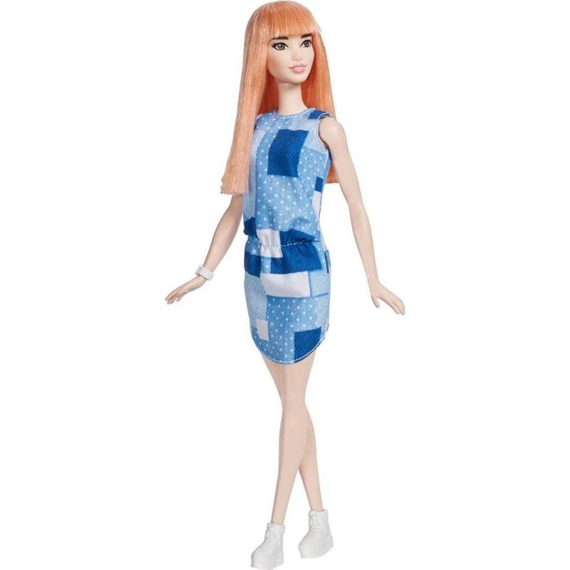 Кукла Barbie Игра с модой Рыжеволосая красотка в бело-синем платье 29 см